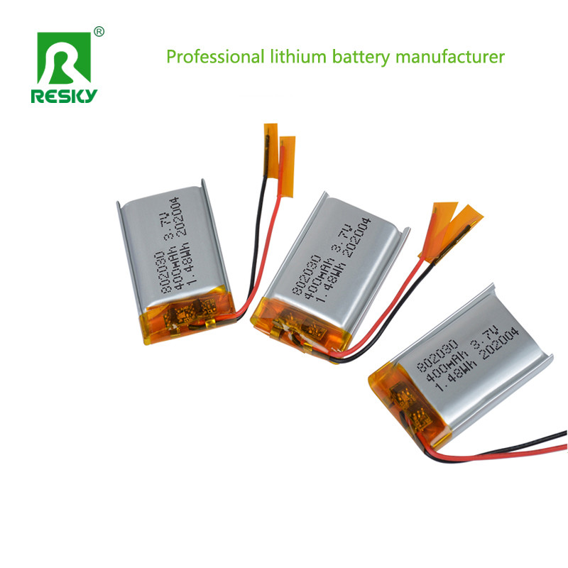 Compact 3.7v 400mAh Rechargeable Lithium Polymer Battery Power Lithium Ion Cell 802030 with Jst Connector