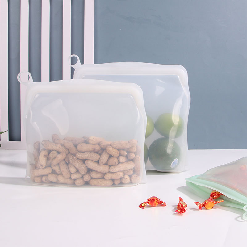 Reusable 100% Silicone Food Storage Bags Sandwich Snack Bags New Generation Stand Up Zip Container For Soup And Leftover