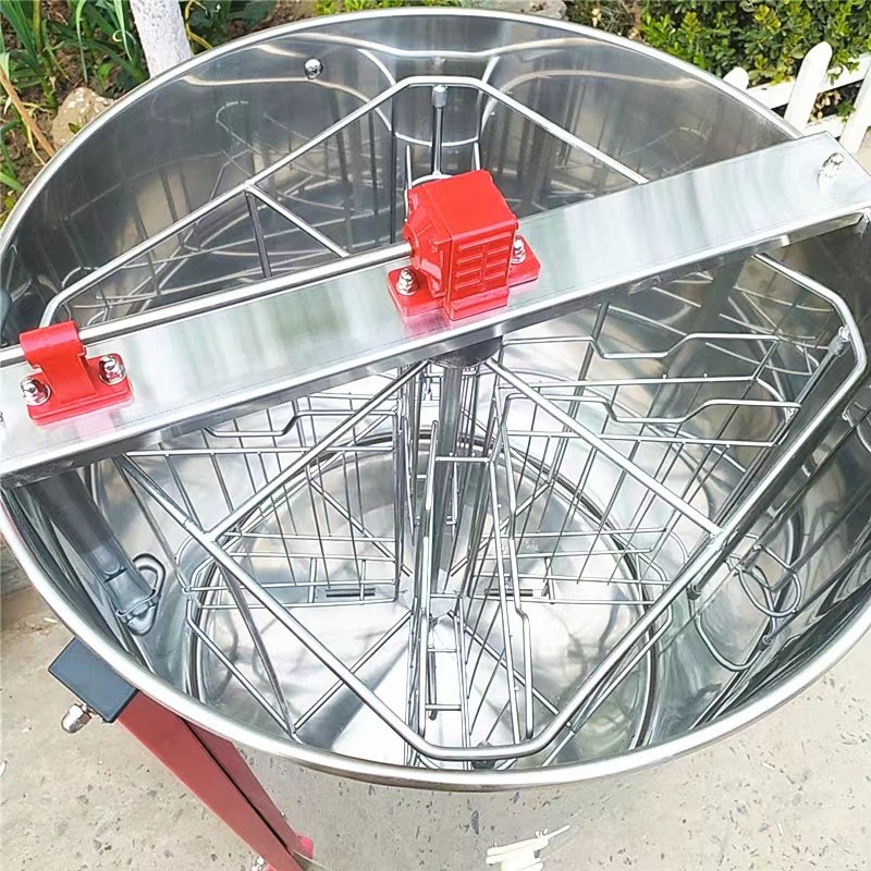 4 Frame Stainless Steel Manual Honey Extractor With Inner Baskets Extract Honey From Honeycomb In Two Directions
