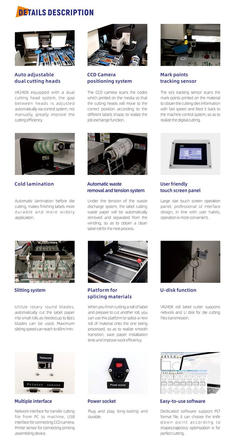 GIPENG PLC Automatic Roll Label Cutting Machine with Laminator and Slitter