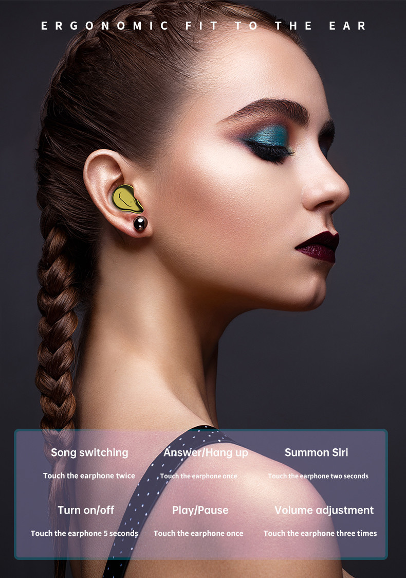 FCC IPX7 Wireless Bluetooth Earbuds HiFi Stereo Sound 3.7V 2000mAh