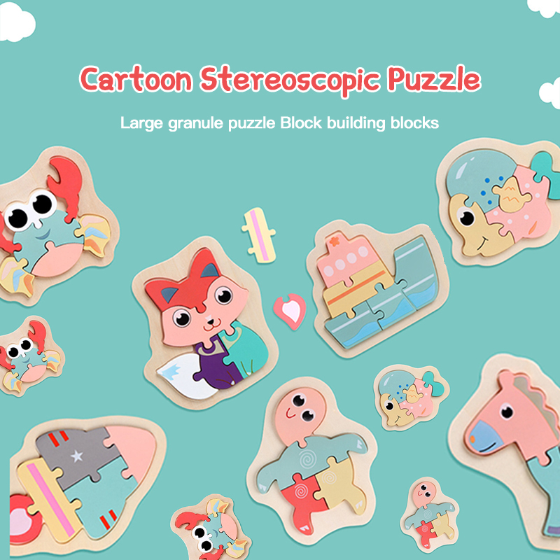 Macaron 3D Wooden Block Puzzle Toys Wooden Animal Blocks
