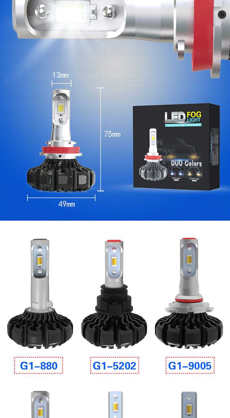 G1 Fanless LED Headlight Bulb , 9003 9004 9005 Led Bulb 6000k