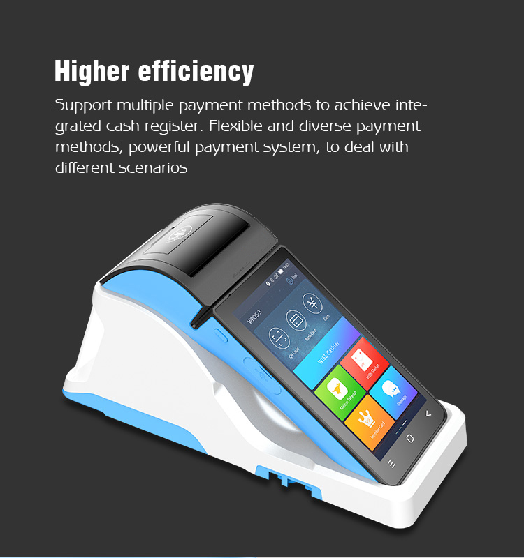P3 WLAN2.4G Android EMV POS Terminal Portable PBOC All In One Capacitive Touch Screen 5G
