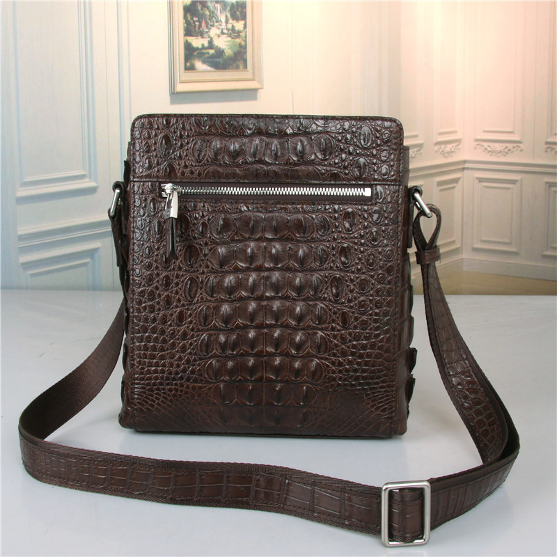 Genuine Crocodile Skin Businessmen Small Single Cross Shoulder Bag Real Alligator Leather Male Casual Messenger Bag