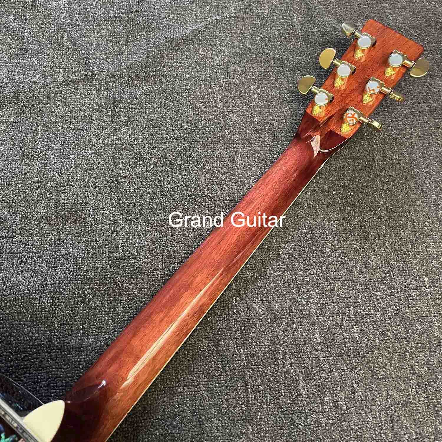 Custom Deluxe Solid Spruce Top Dreadnought Body Ebony Fingerboard 41 Inch Real Abalone Acoustic Guitar