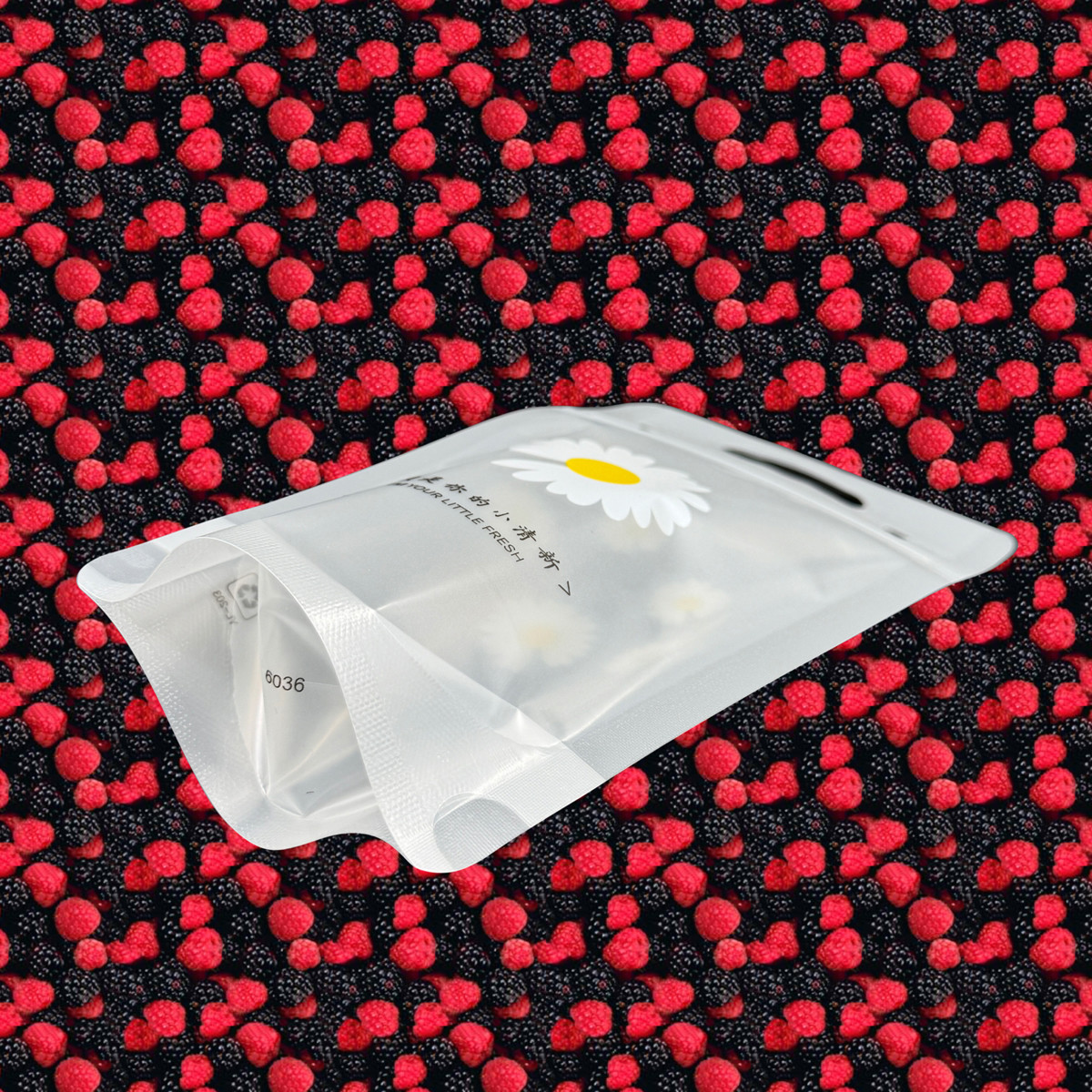 Daisy Flower Design Stand Up Juice Pouches Zipper Smoothie Bags For Adults Hot And Cold Drinks Liquor With Straws