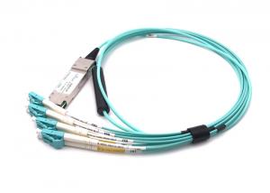 China 10.3G/CH Qsfp+ Direct Attach Cable To 8lc Connector Breakout Aoc Om3 Fiber 100m on sale