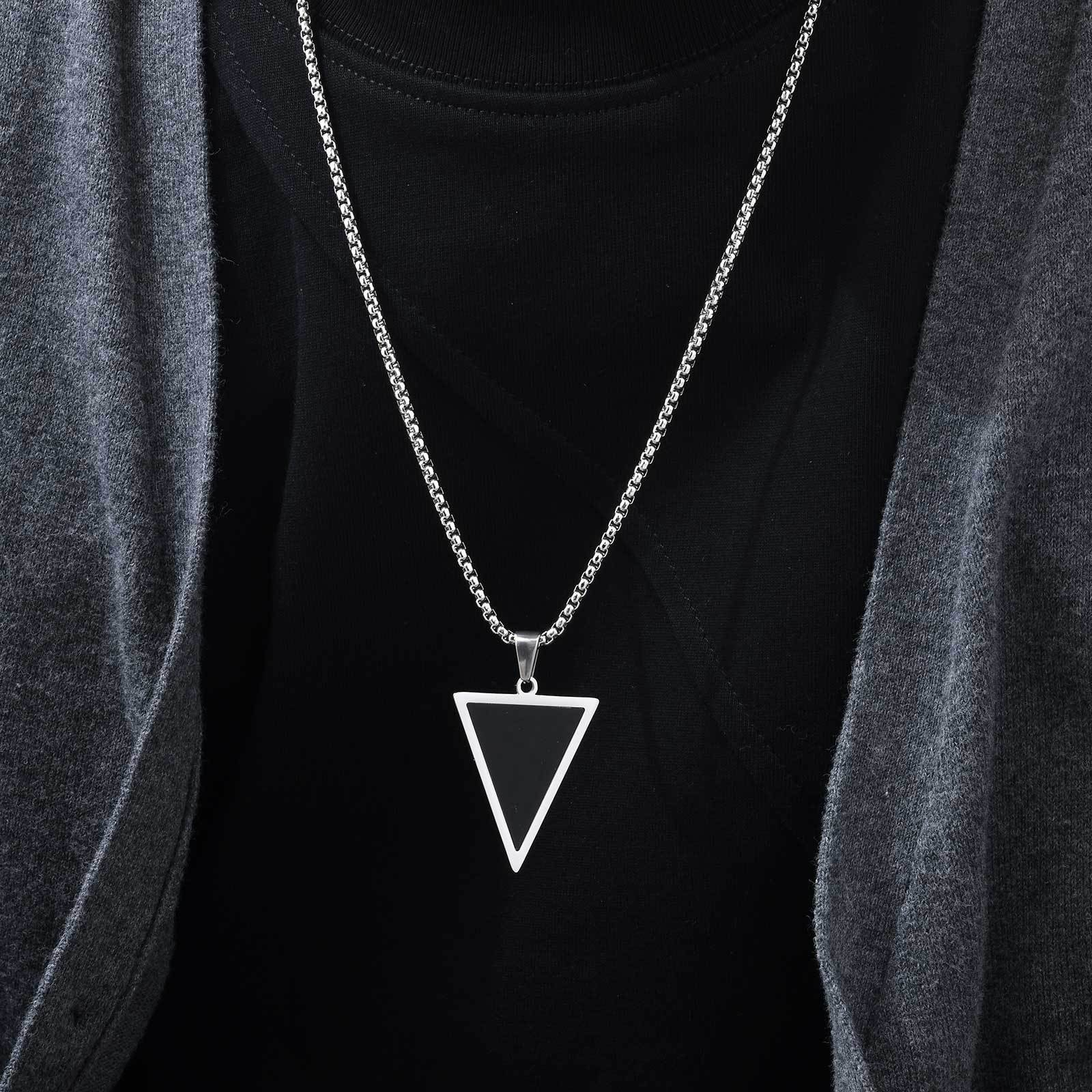 7g Enamel Stainless Steel Triangle Pendant for Men Simple and Modern