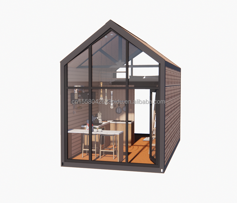 Detachable Wooden Mobile House with 50/75/100mm Wave Sandwich Panel Walls and Modern Design Style Loft Bedroom Included