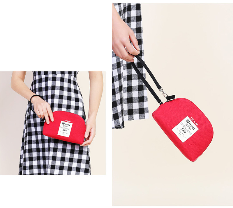 Custom Durable Canvas Print Red Pouch Makeup Cosmetic Bag Cute