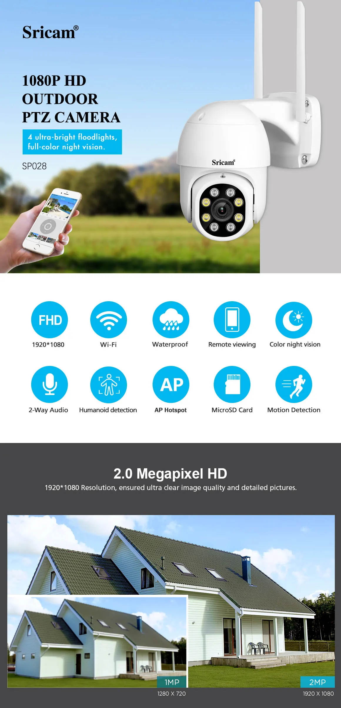 P2P PTZ Wire-Free Security Camera Ip Wifi PC Camera Waterproof Outdoor Cctv System