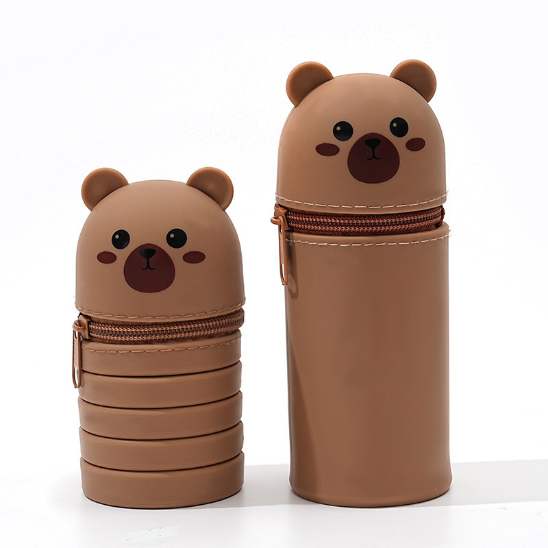 Versatile 2-In-1 Silicone Pencil Holder Pouch Easy To Clean School Office Supplies Kids Stationery For Christmas Gift