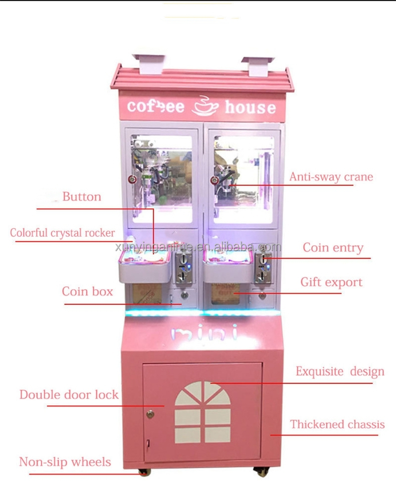 Mini 116 USD Claw Machine with Metal Acrylic Plastic Construction Table Top Design