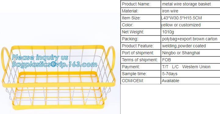 metal wire storage basket with tray in whole sale lowest MOQ sale even just buy 1 set, Kitchen storage Rose gold wire me