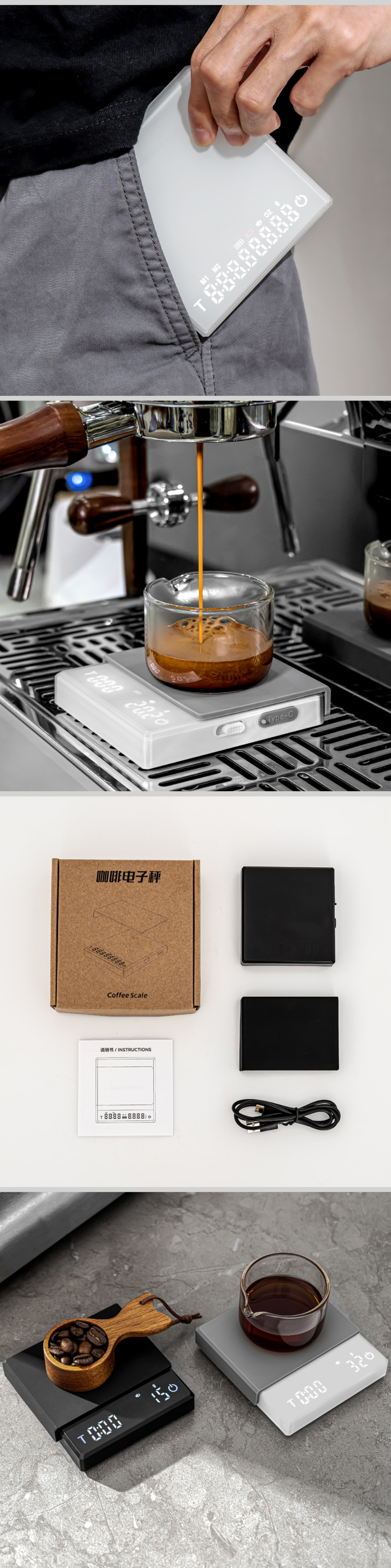 Maximum Weight Recommendation 2kg Rechargeable Chronograph Scale for Waterproof Coffee