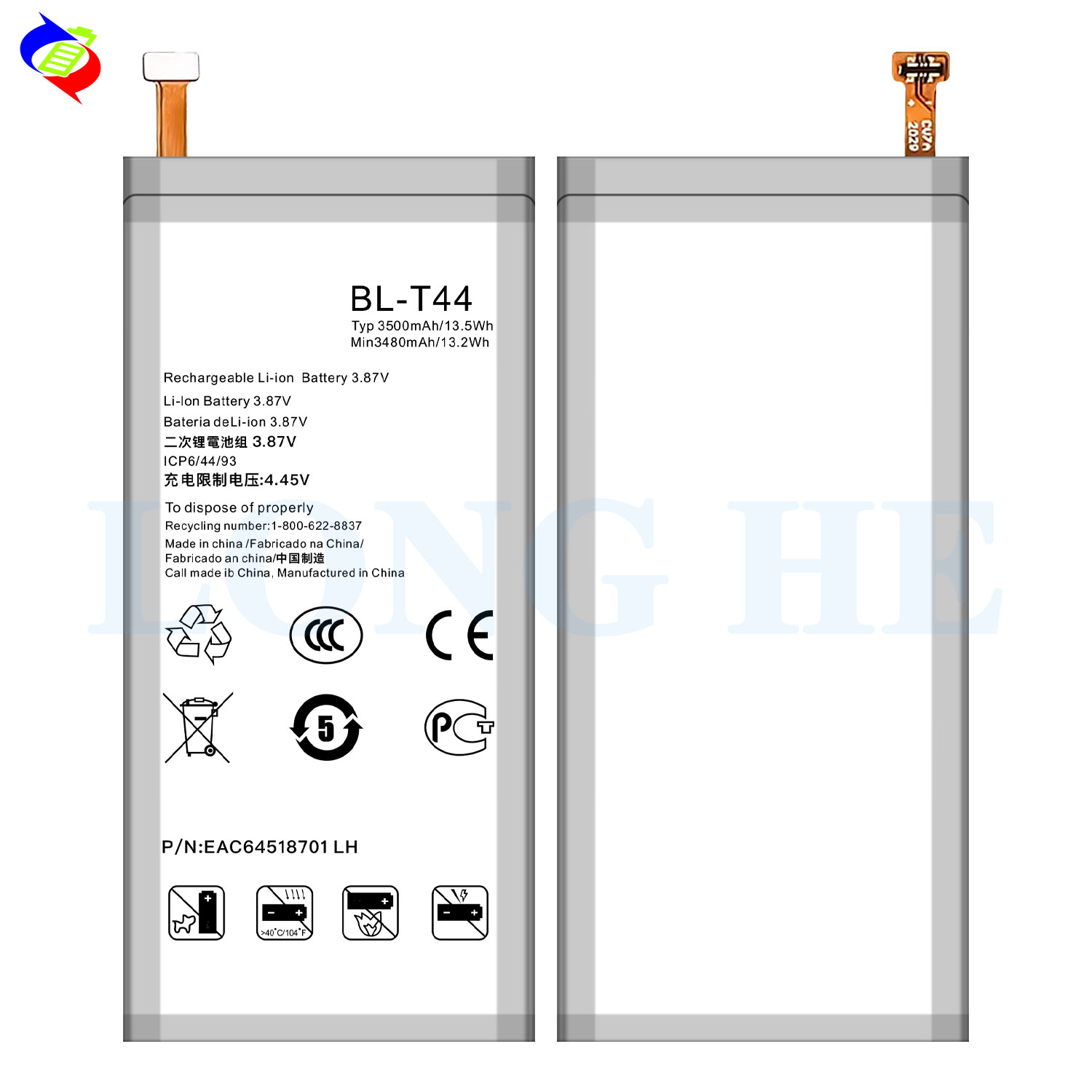 3500mAh BL-T44 Rechargeable Batteries for LG Q60 and K50 Long-Lasting Performance