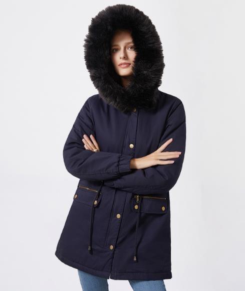 Small Quantity Clothing Manufacturer Women'S Parka Cotton Coat With Fur Collar