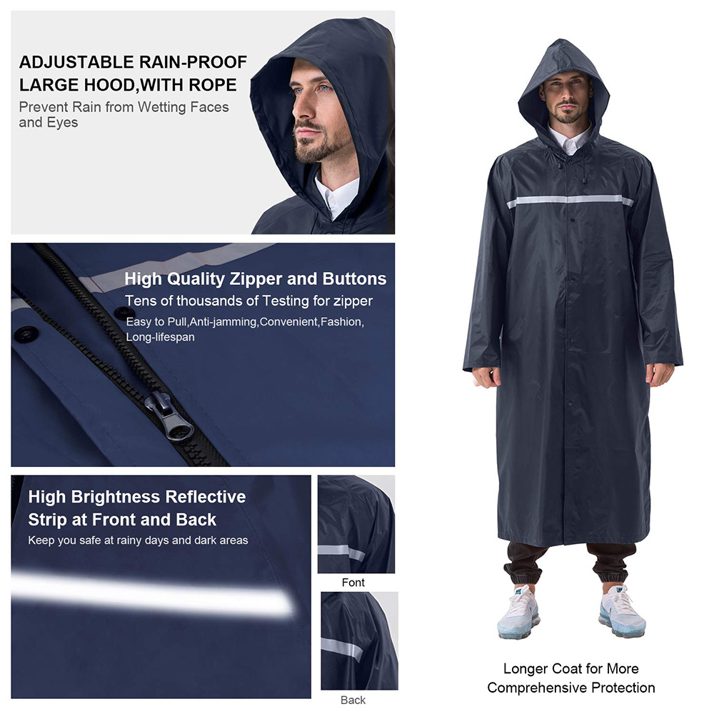 Long Raincoat, Men Rainwear, Motorcycle Riding Recycle Non-disposable Durable Rain Gear Ponchos Raincoats, thick suit