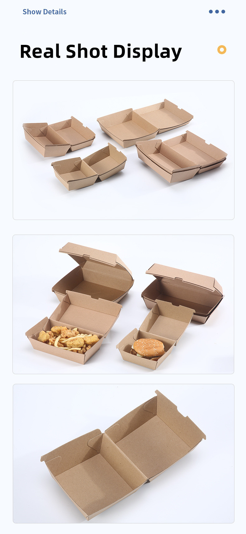 Recyclable Burger Hot Dog Box French Fries Boxes Container Cardboard Paper Packaging