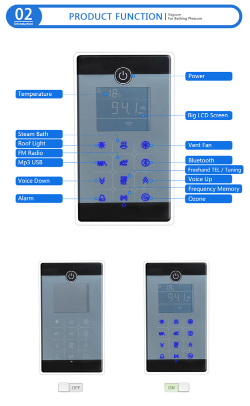 Floor Mounted Commercial Steam Room Equipment IPX5 Waterproof ROHS Certification