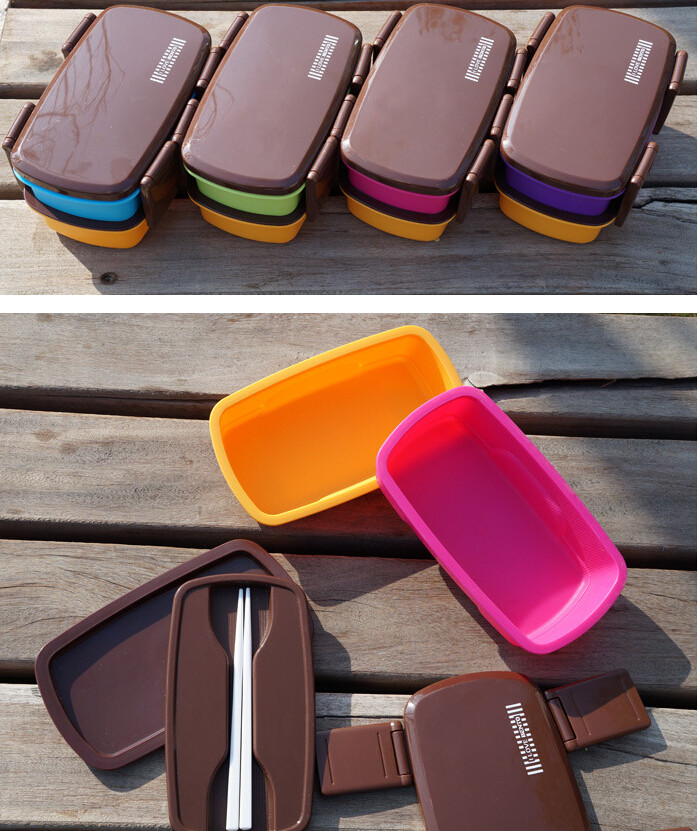 2 layer japanese lunch box plastic & red-green -yellow- lunch box & bins & square food carrier & lunch box for kid's