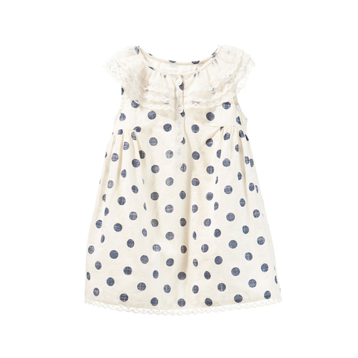 Lovely 100% cotton polka dot sleeveless kids girl casual summer dress