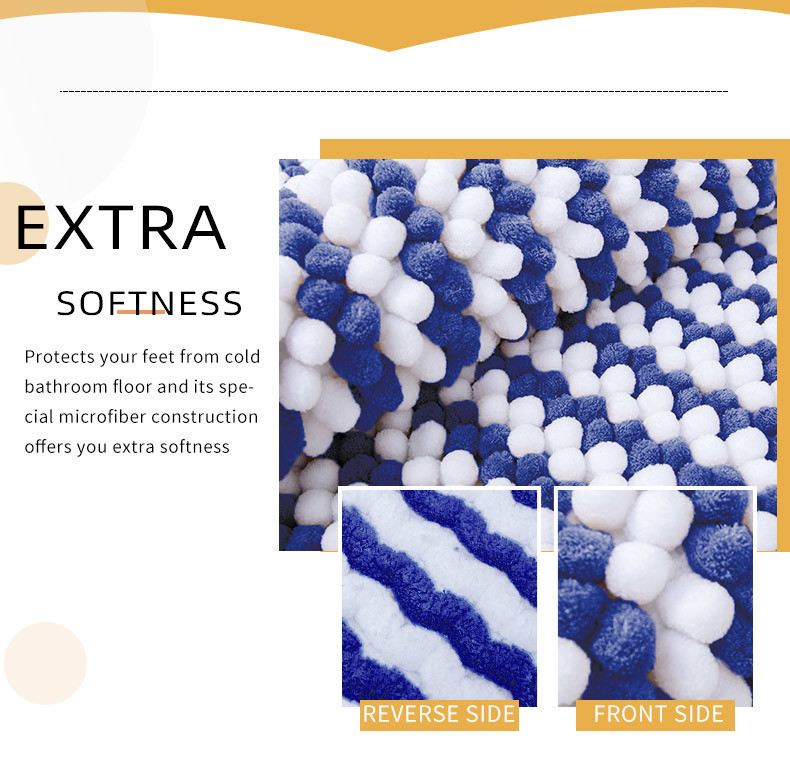 BSCI Decorative Chunky Chenille Noodle Bath Rug Fast Drying