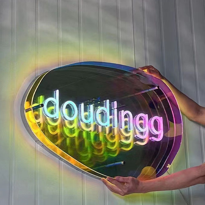 Elevate Decor Stunning 3D Neon Abyssal Mirror Checkered 50X50 in Customizable Colors