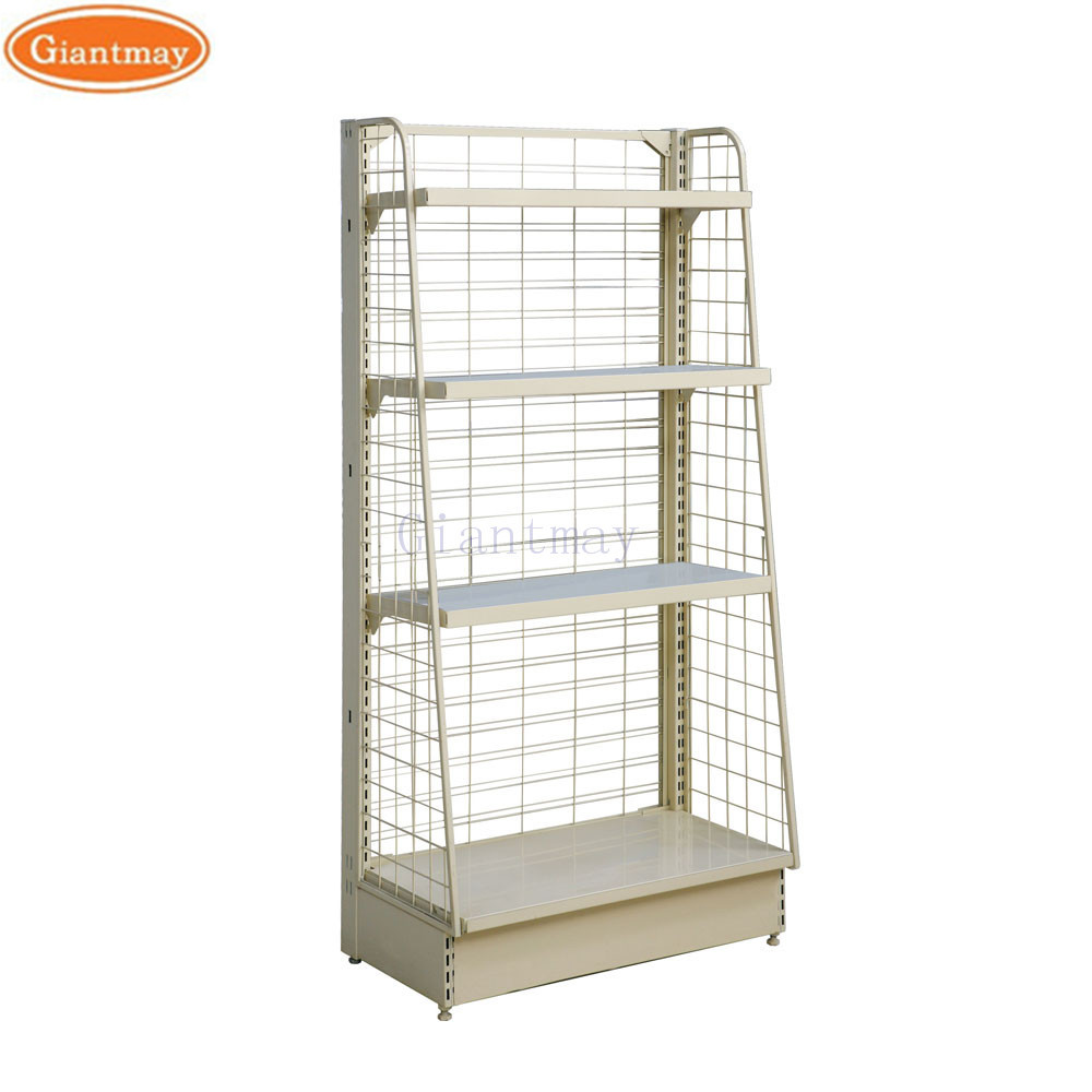 Double Sides Retail Metal Supermarket Shelf Display Racks For Groceries And Snacks