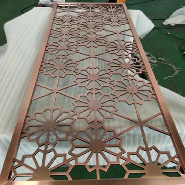 Custom modern stainless steel room divider decorative flower carved design