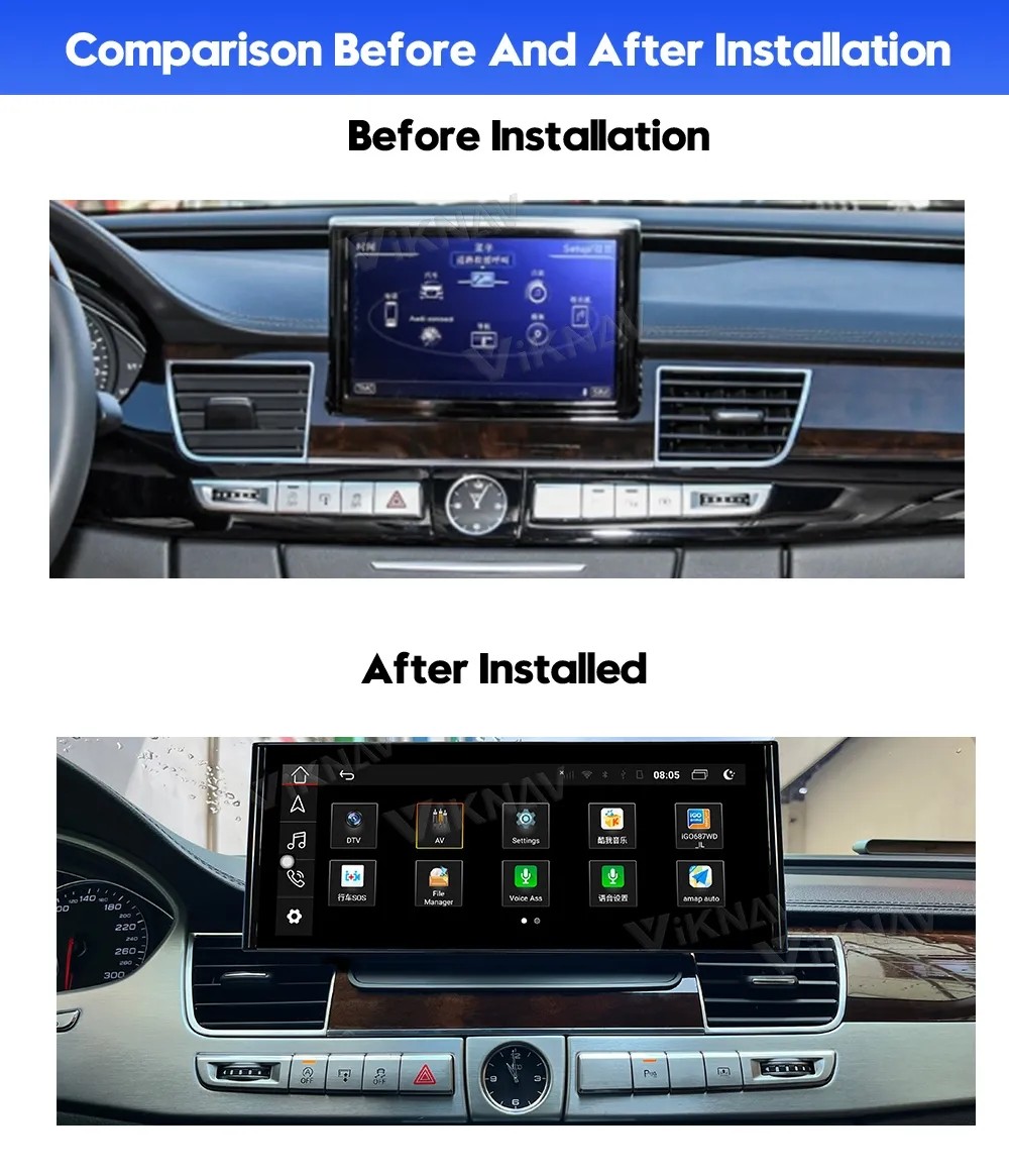 12.3 Inch Android Auto Head Unit For 2011-2017 Audi A8 D4 Navigation GPS Multimedia Player Wireless Carplay 4G BT