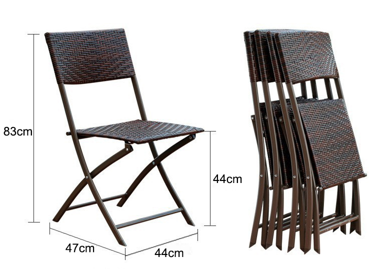 Outdoor Courtyard Furniture Set with Foldable PE Rattan Wicker Dining Table and Chair