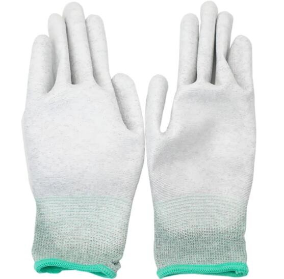 EN388 PU Coated Gloves Polyurethane Work Gloves Anti Static Carbon Fiber
