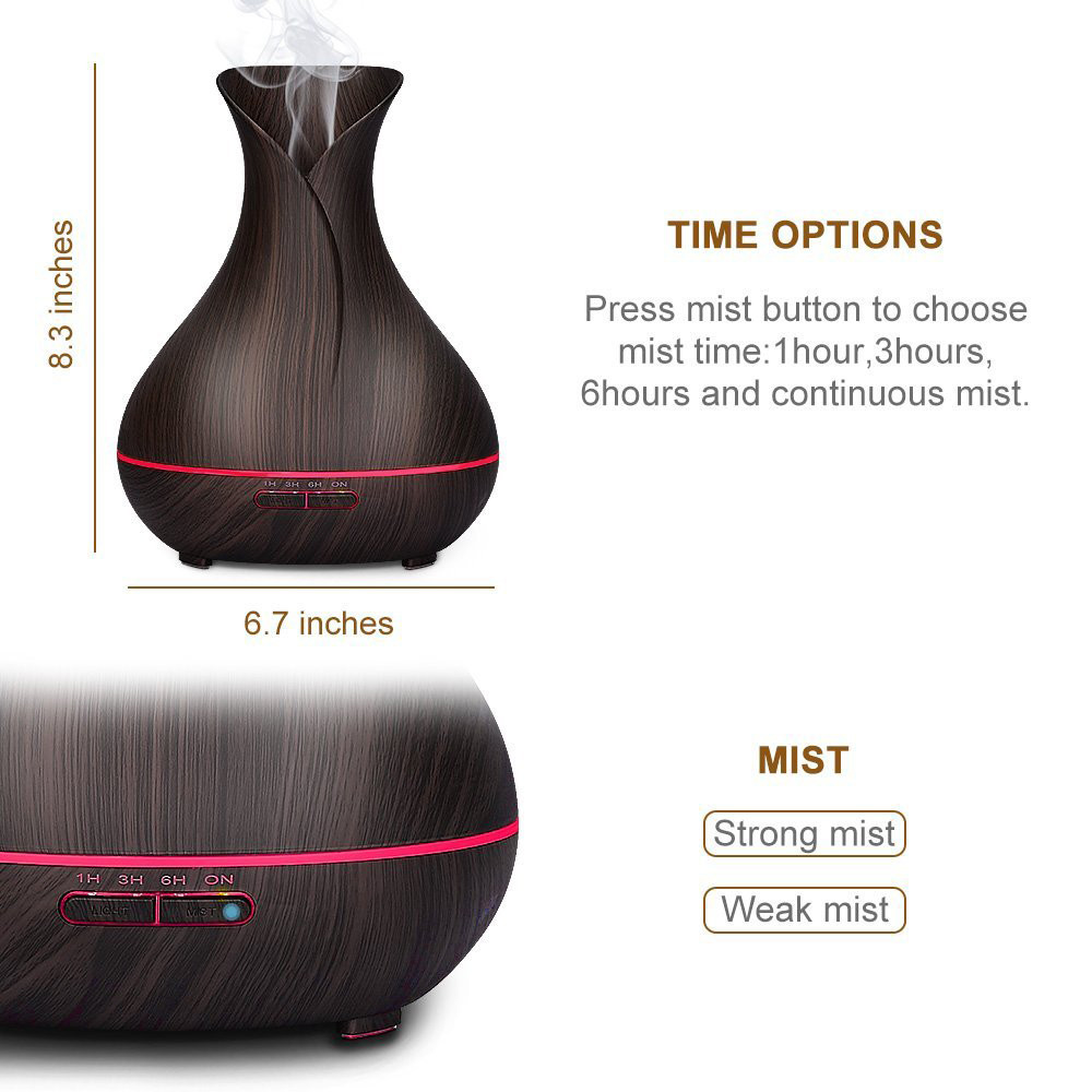 400ml Tulip Shape Dark Wood Grain Aromatherapy Diffuser