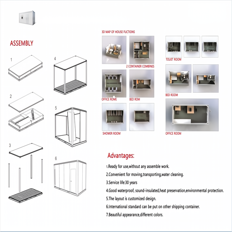Workshop Warehouse Construction Office Container Houses Modern Modular Mini 3 Bedrooms