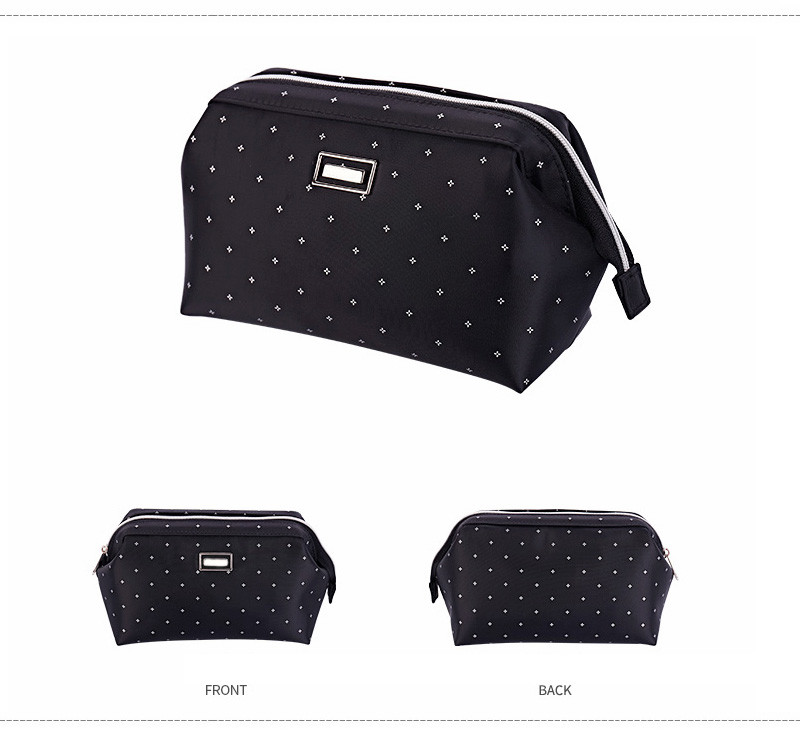 Waterproof Fashion Black Polyester Cosmetic Bag