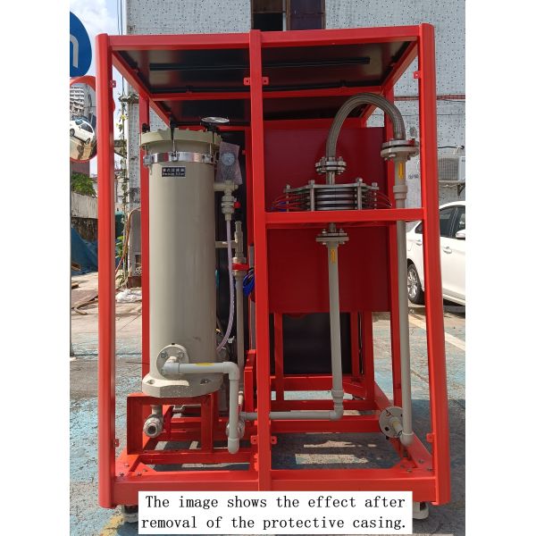 Electrochemical laboratory wastewater treatment equipment. No reagents are required, no solid waste is generated, and electrodes do not scale or clog.