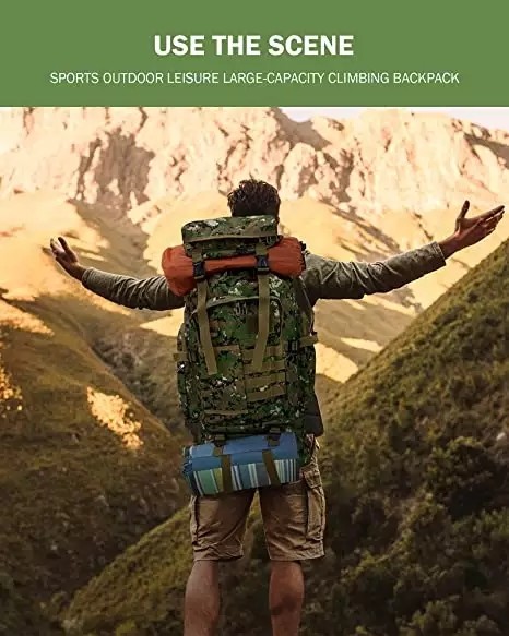 BSCI Nylon Camo Hiking Backpack 75L Travel Camping Backpack Men Women