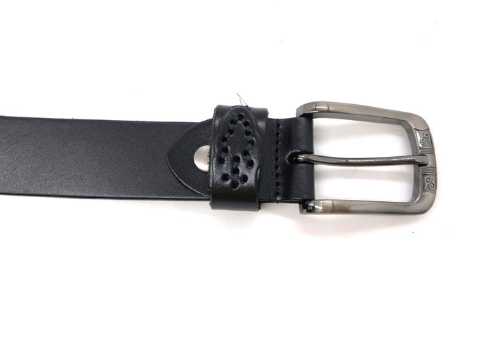 1.4 Inch Width Mens Leather Dress Belt With Customized Logo Unique Buckle