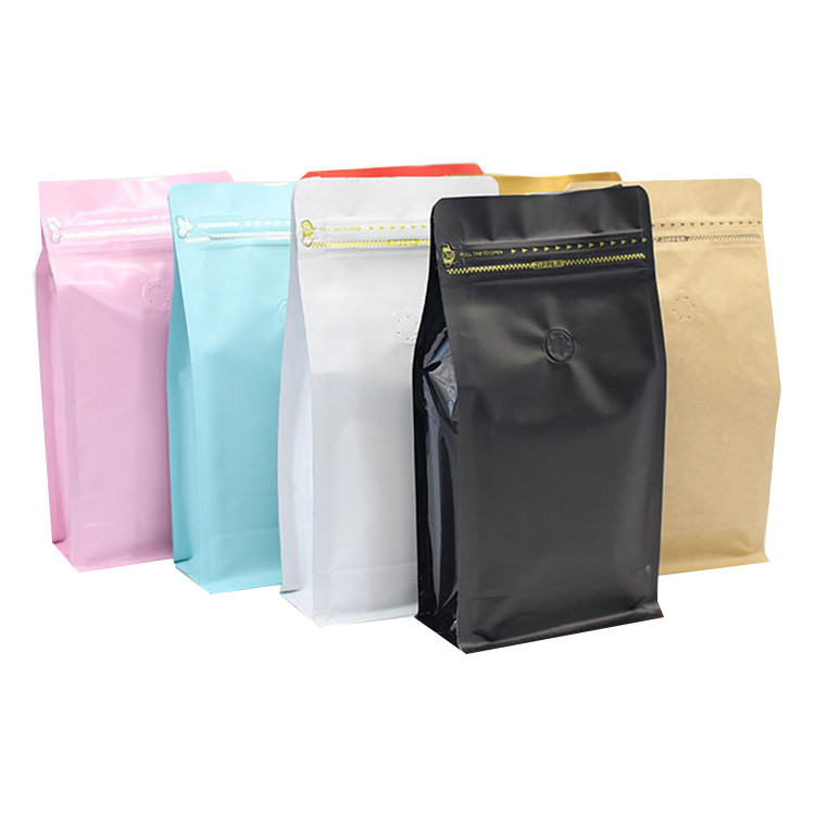 FDA Approved Flat Bottom Coffee Bags With Valve Custom Coffee Bags With Valve