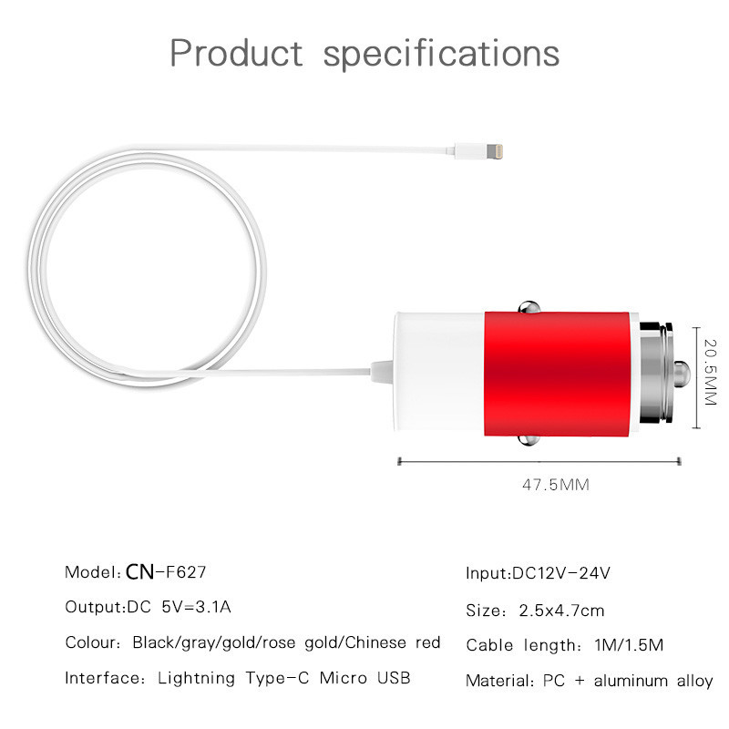 5V 3.1A Dual USB Car Charger for iphone charger For ipad 2 3 4 5 For Samsung Galay S4 S5 note USB car charger