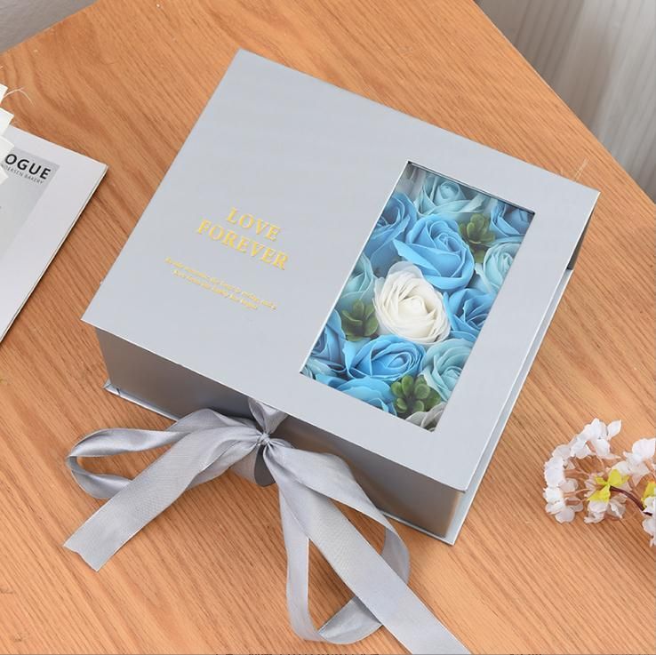 Elegant Black Color Custom Logo Printing Rigid Cardboard Jewelry Flower Gift Packaging Box