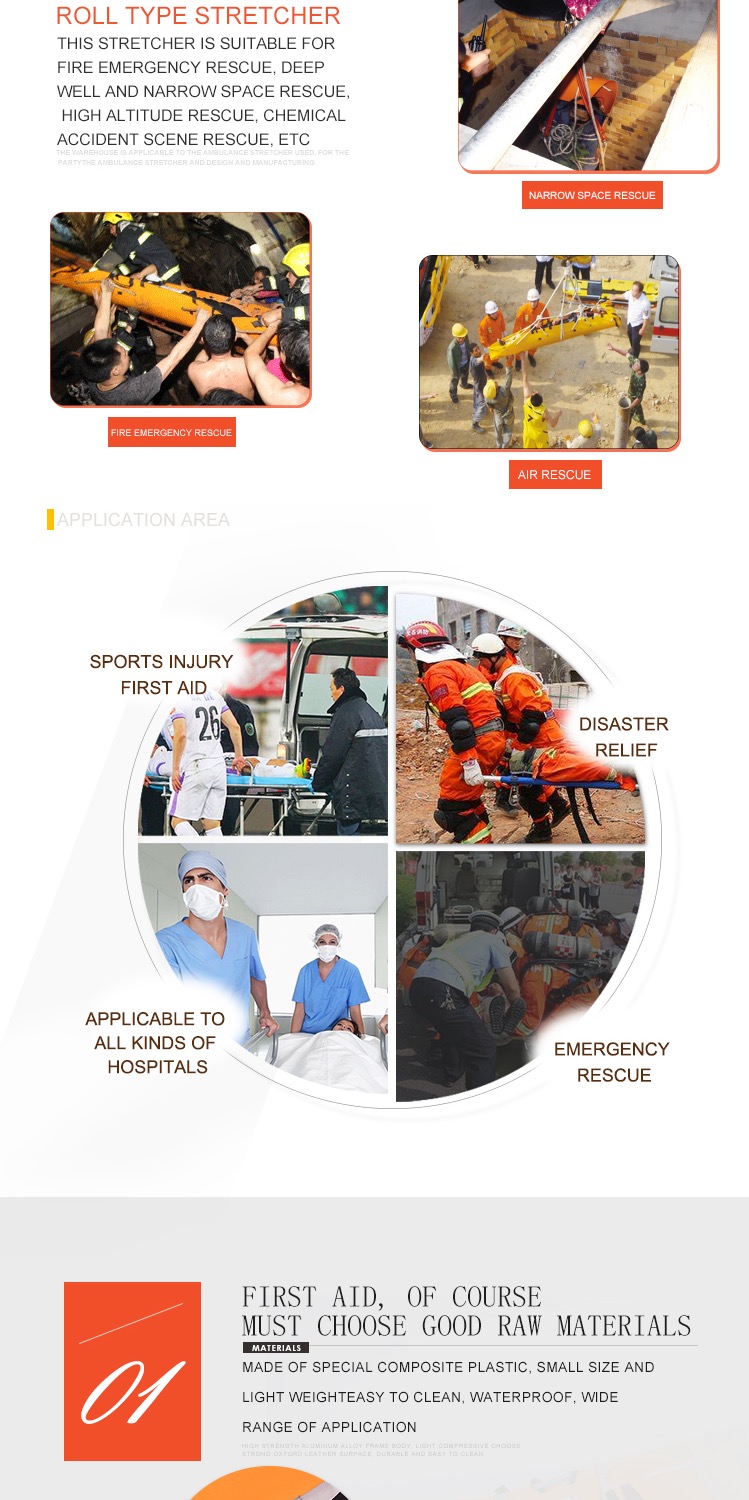Portable Roll Up Rescue Stretcher EVA Foldable Ambulance Stretcher