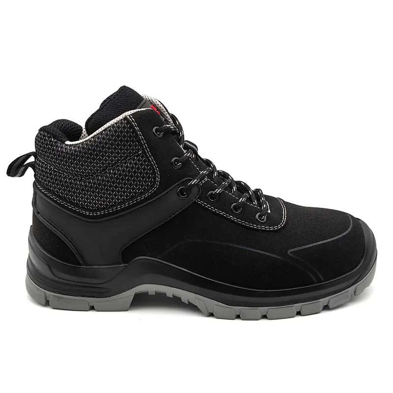 Casual Mens Work Safety Boots Black Steel Toe Shoes Customization