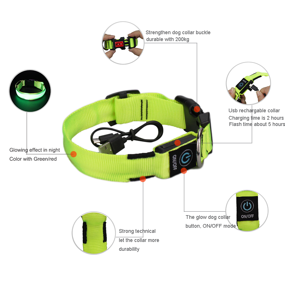 C903 Hot Sale New Pet Product High Quality Usb Battery Custom Ties Motion LED Light Dog Collar for Pets