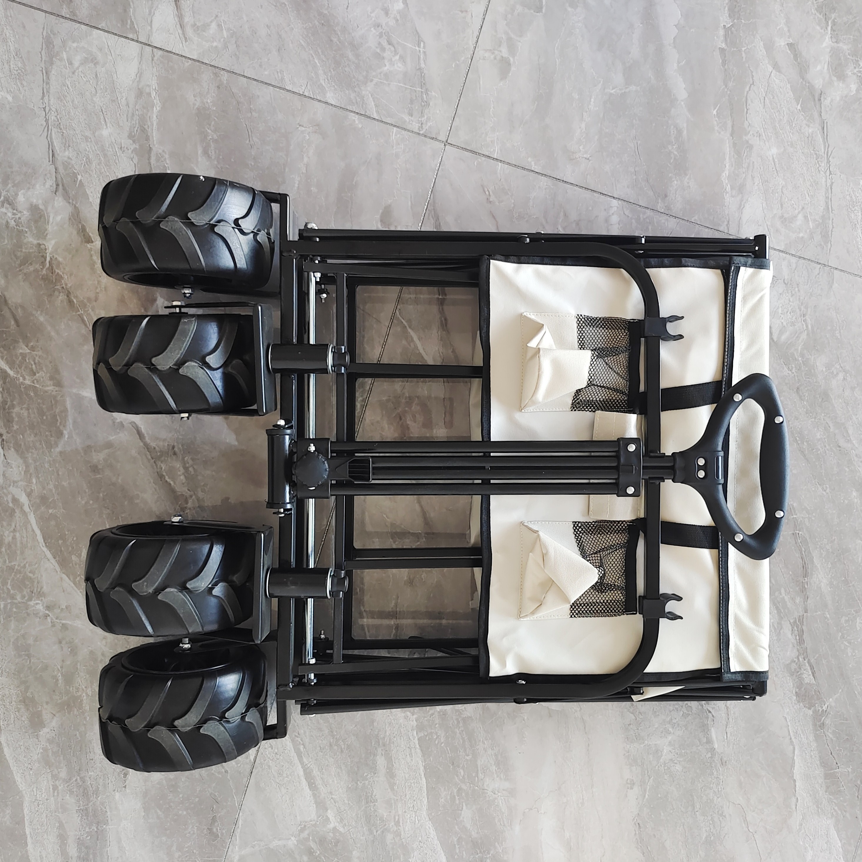 600D Oxford Folding Camping Cart PU Wheels Adjustable Collapsible Beach Wagon Extended Body