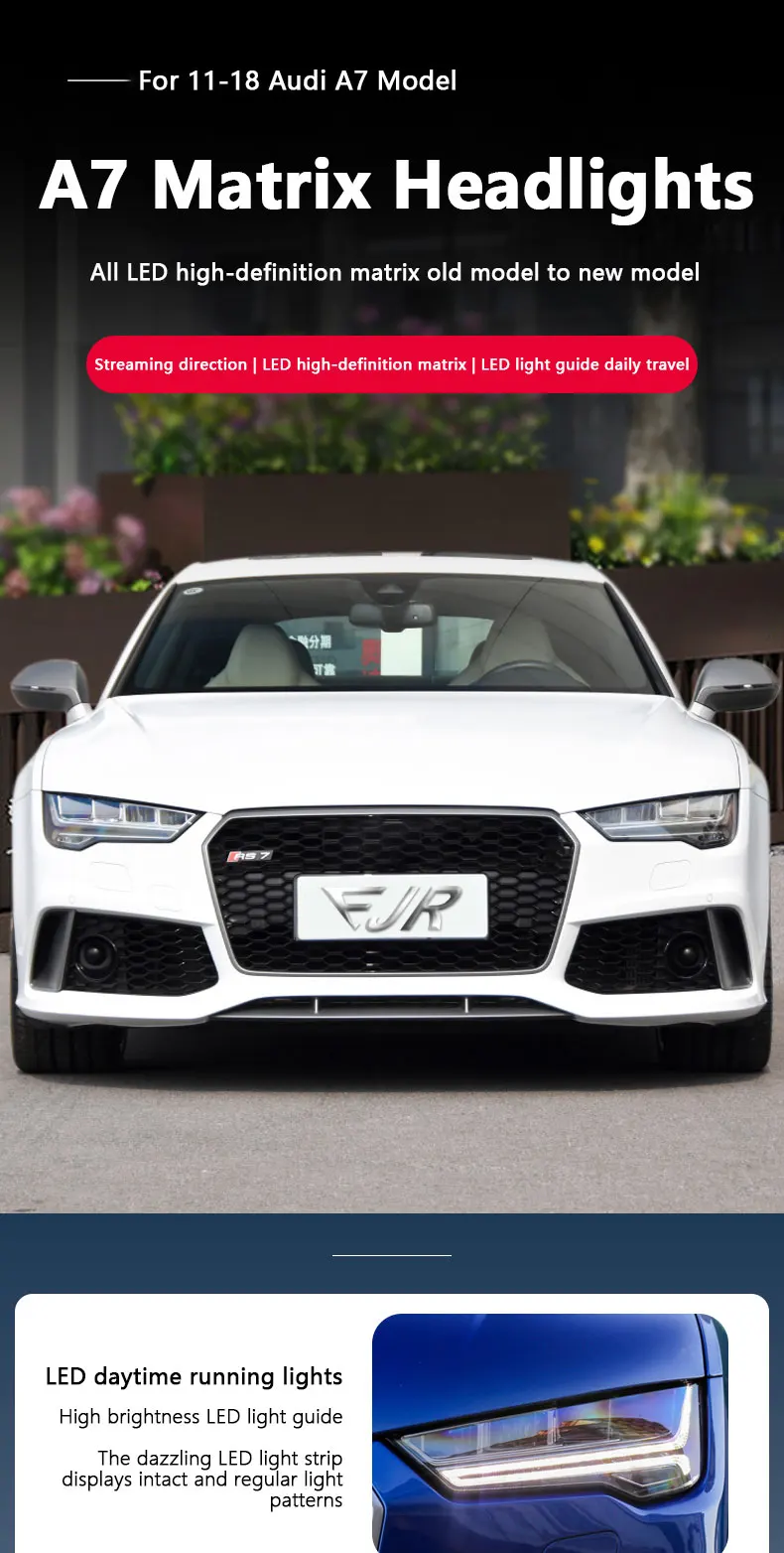 Matrix Headlight Assembly For Audi A7 Modification 2011 To 2018 All LED Old To New Head Front Light Flow Light Steering