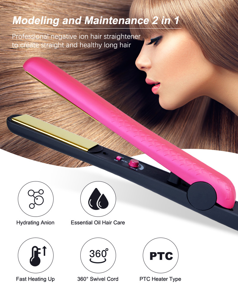 410F Ceramic Titanium Flat Iron 1 inch Rubber Handle with Private Label