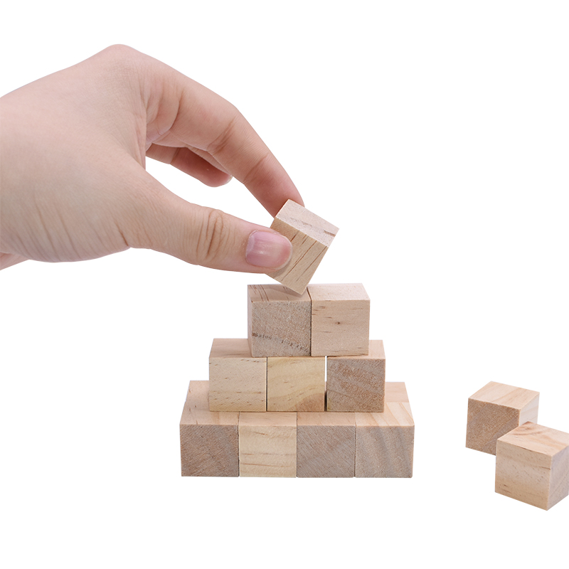 Tree Pine 1.5cm Unfinished Wood Crafts Wooden Square Blocks